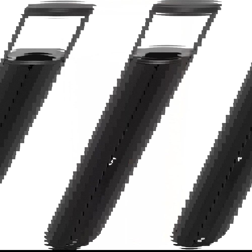 RESIST Round Waste Container, 45 gal, Metal, Textured Black/Black Gloss